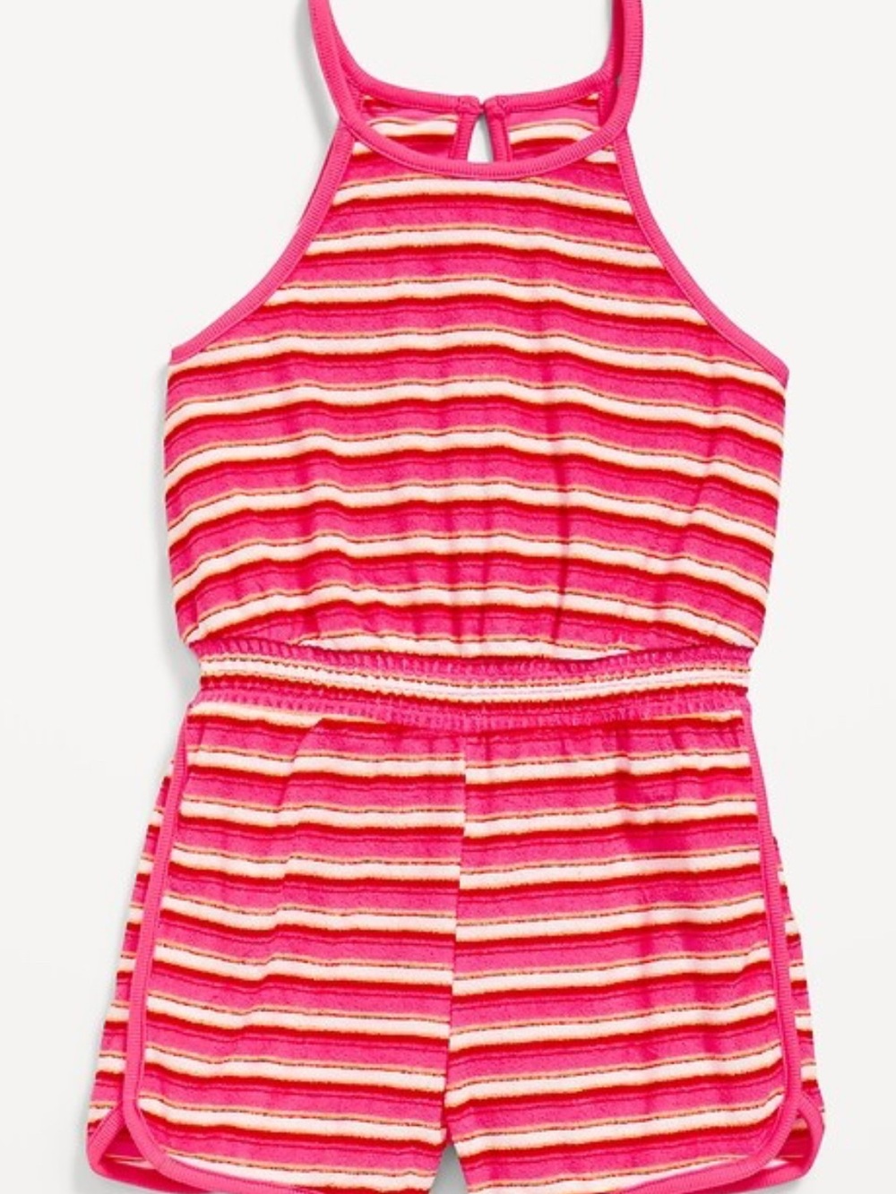 Old Navy Pink & Cream Striped Girls' Halter Romper
